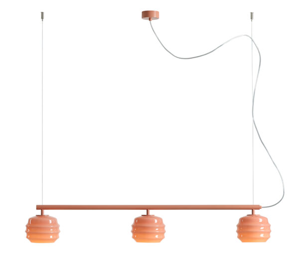 Lampa wisząca nowoczesna Aldex PUFF GLAZE 3 1160E_11 koralowa 3×E27
