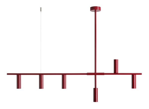 Lampa wisząca minimalistyczna Aldex TREVO 6 1104K15 bordowa 6×GU10 mini