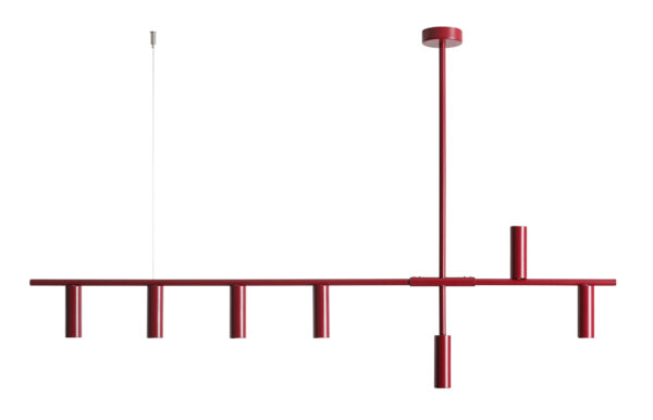 Lampa wisząca minimalistyczna Aldex TREVO 7 1104T15 bordowa 7×GU10 mini