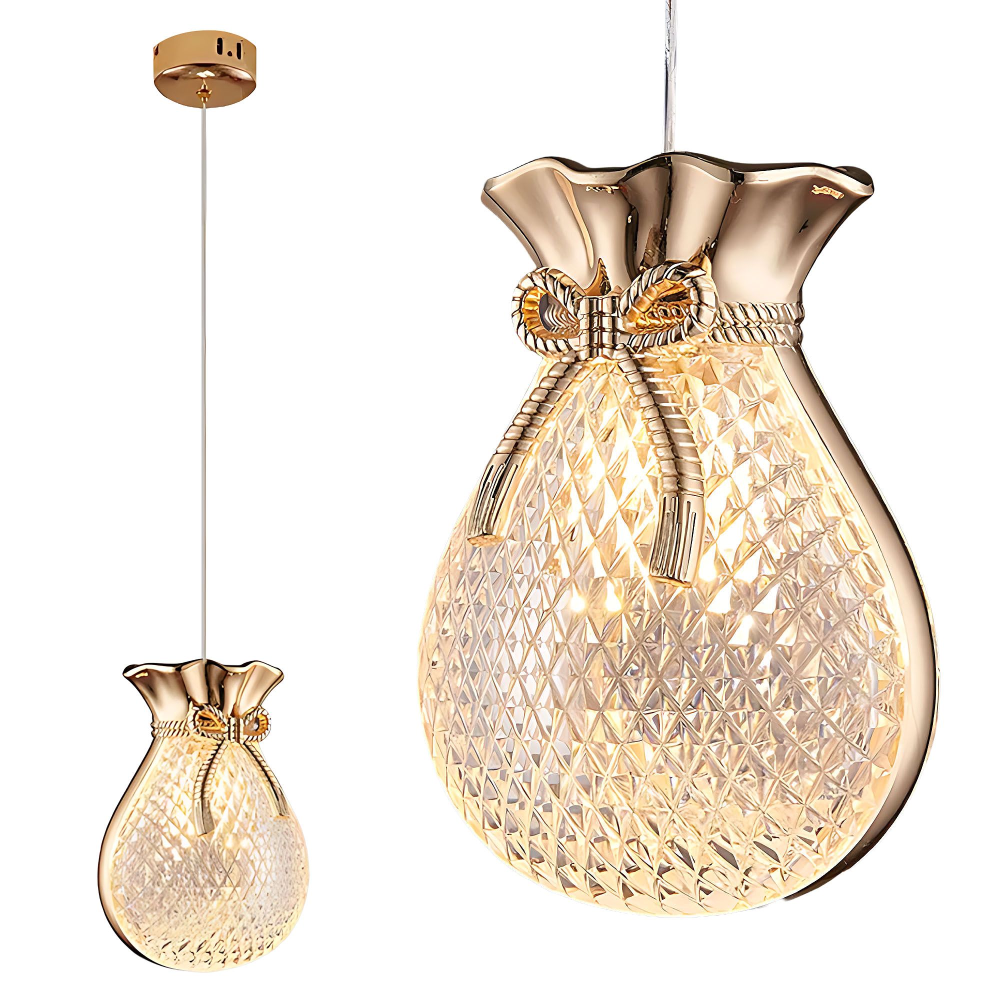 LAMPA SUFITOWA WISZĄCA LHJ107-1CP JASNE RÓŻOWE ZŁOTO