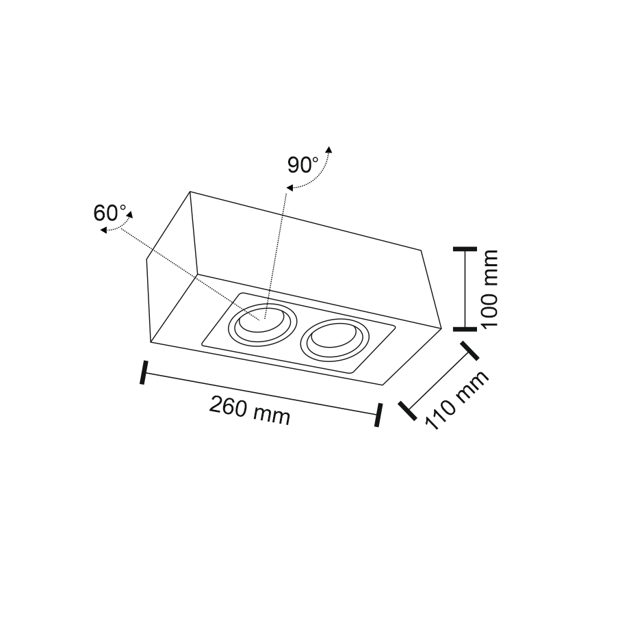 Lampa sufitowa Antigo SETO H – czarna, 2 × GU10 – 1215 - obrazek 2