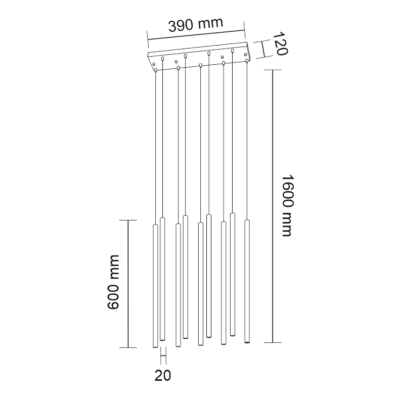 Lampa wisząca nowoczesna Antigo KOSAME – czarna, 9 × G9 – 7852 - obrazek 2