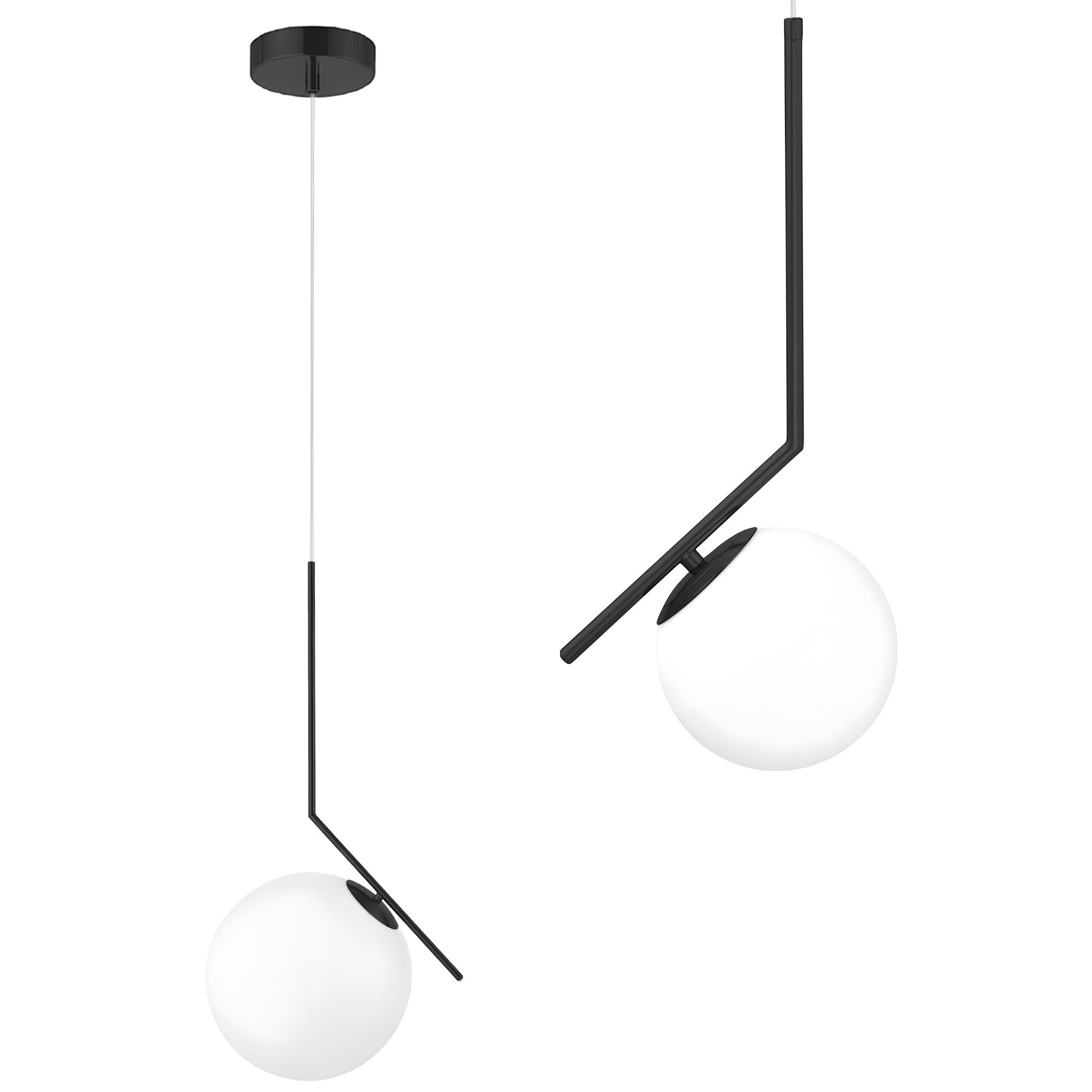 Lampa Sufitowa Wisząca Szklana Kula G107-1W Czarna Biała