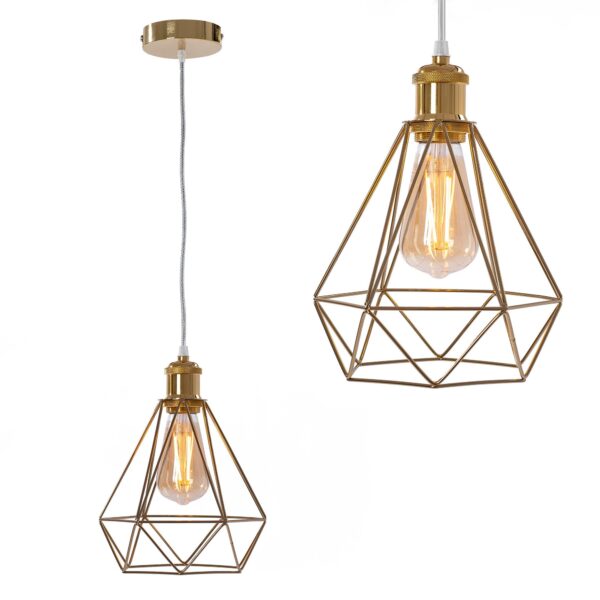 LAMPA WISZĄCA DIAMENT 392197 Jasno Złota