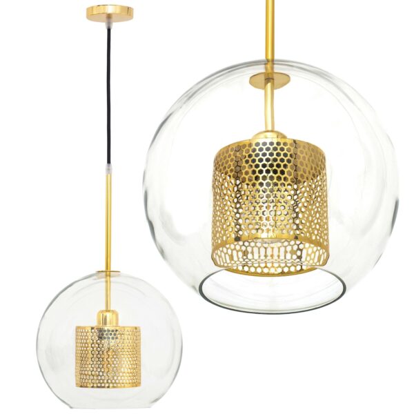 Lampa wisząca szklana loft APP556-1CP 30cm Złota