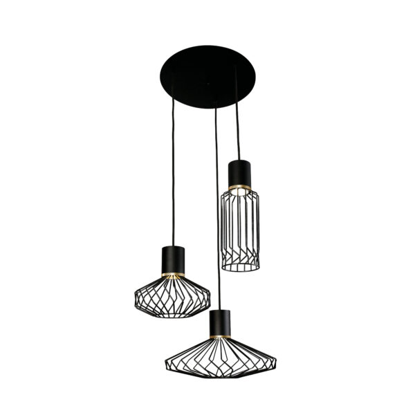 Lampa wisząca nowoczesna PICO 8863, czarna / mosiądz, 3×GU10 – Nowodvorski Lighting