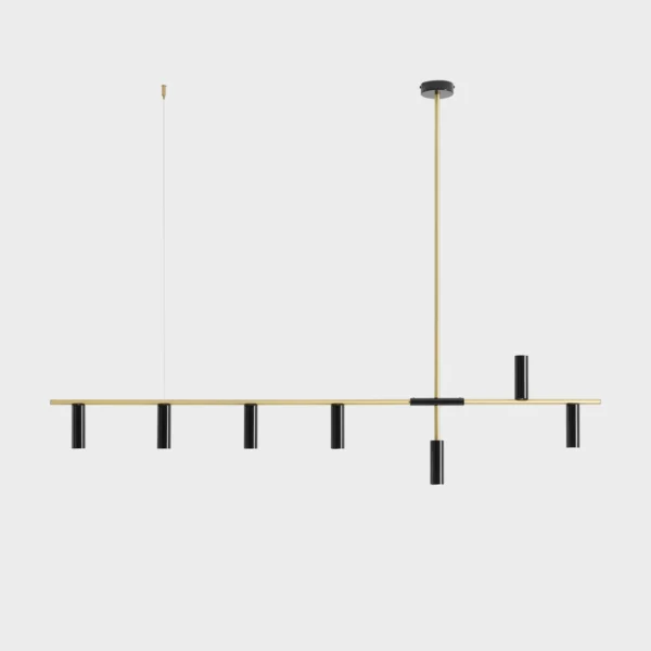 Lampa wisząca minimalistyczna Aldex TREVO 7 1083T40 mosiężna / czarna 7×GU10 mini