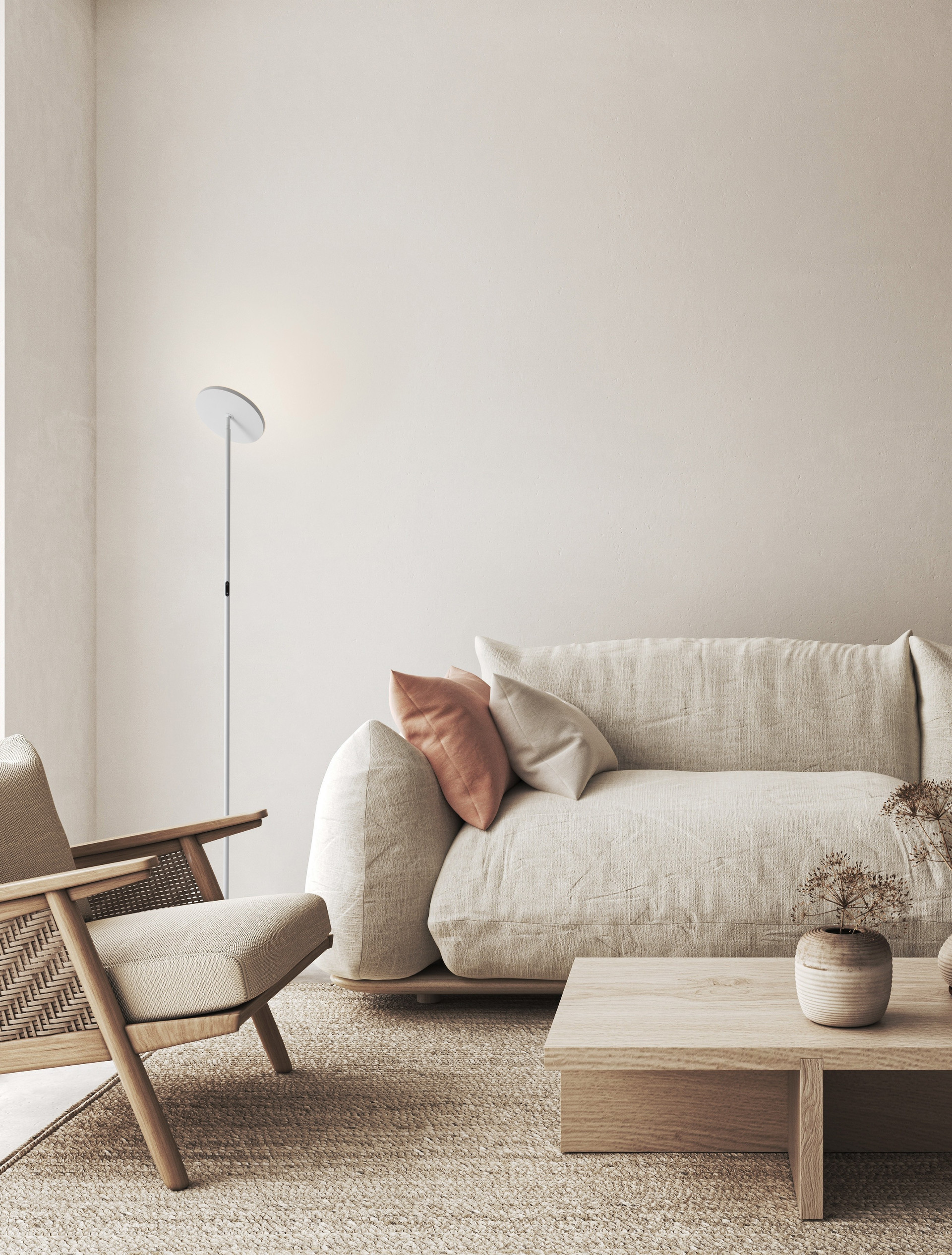 Lampa podłogowa nowoczesna Luces Exclusivas BUENA, biała, LED 30 W 3000 K, wys. 181 cm – LE44291