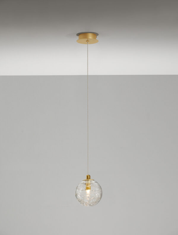 Lampa wisząca nowoczesna Luces Exclusivas CABRAL, złoto-przezroczysta, 1 × G9, Ø 12 cm – LE42906