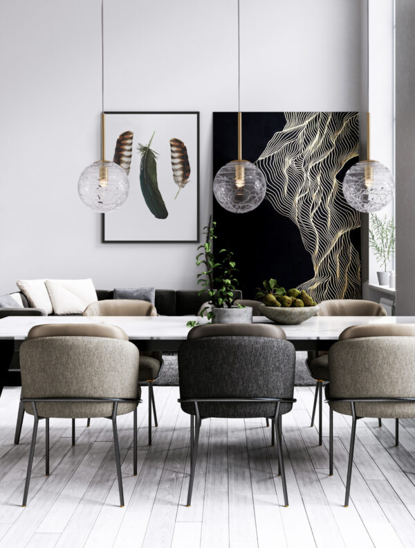 Lampa wisząca nowoczesna Luces Exclusivas CABRAL, złoto-przezroczysta, 1 × E27, Ø 25 cm – LE42905