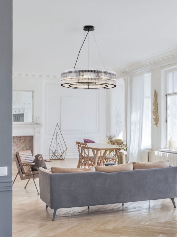 Lampa wisząca nowoczesna Luces Exclusivas ACTUN, czarna, 9 × G9, Ø 70 cm – LE43343