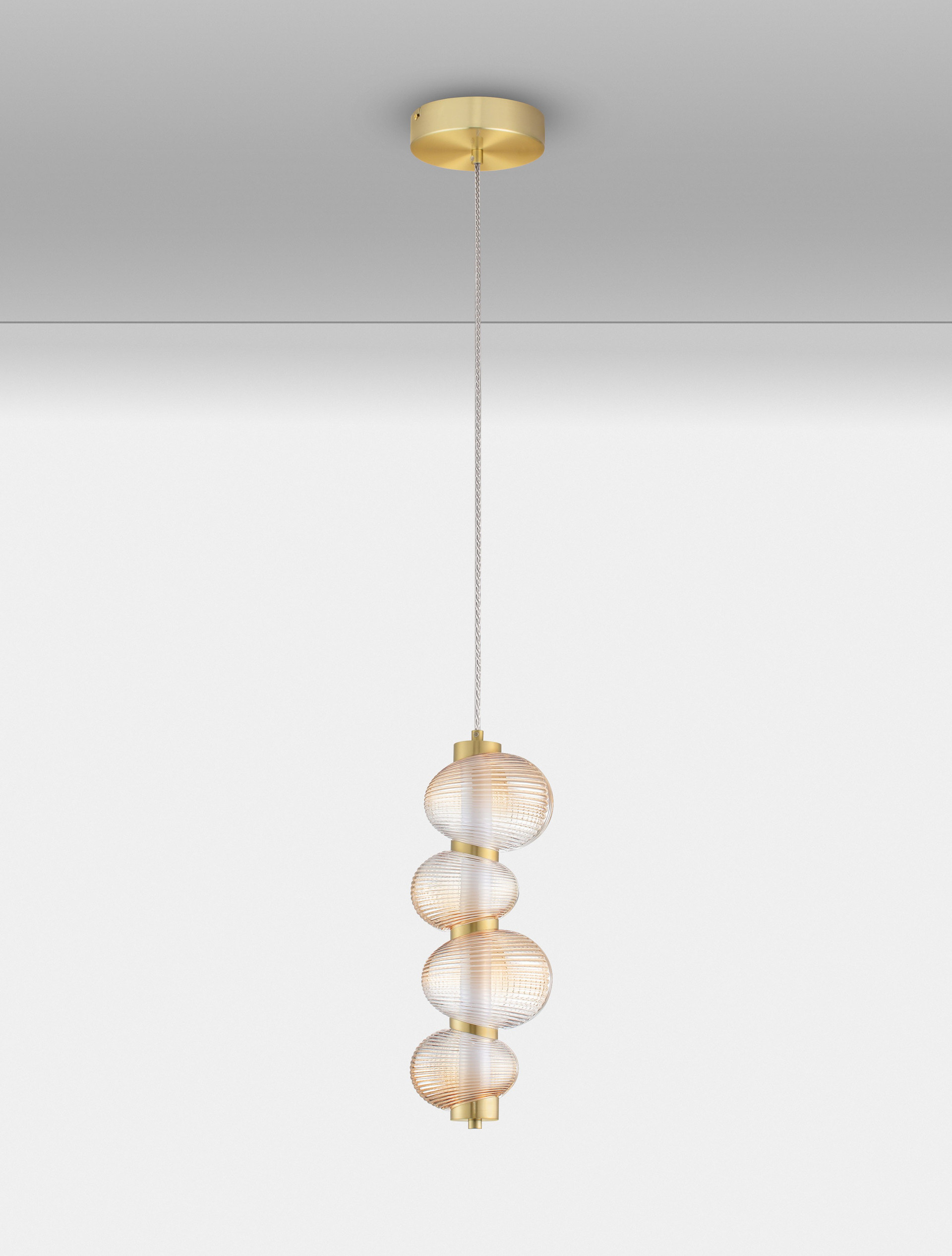Lampa wisząca nowoczesna Luces Exclusivas TANVERA, złoto-bursztynowa, LED 15 W 3000 K, Ø 16 cm – LE45204 - obrazek 3