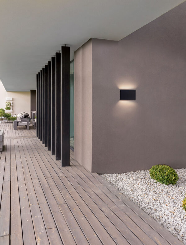 Kinkiet zewnętrzny nowoczesny Luces Exclusivas COROICO, czarny, LED 13 W 3000 K, szer. 3,9 cm – LE73801