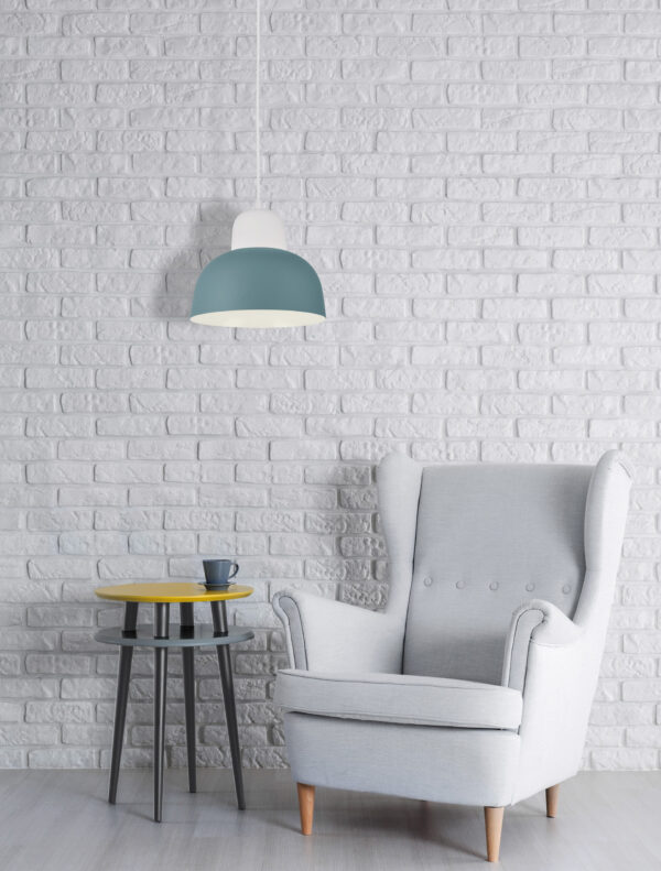 Lampa wisząca nowoczesna Luces Exclusivas GUAIRA, biało-niebieska, 1 × E27, Ø 26 cm – LE42017
