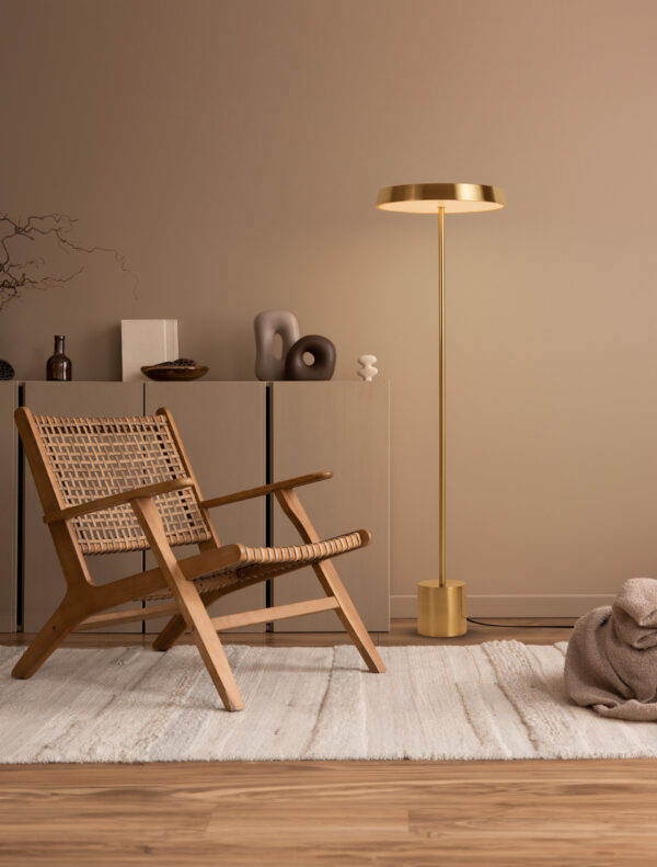 Lampa podłogowa nowoczesna Luces Exclusivas CORUNA, złota, LED 33 W 3000 K, wys. 136 cm – LE44432