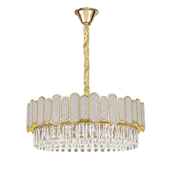 Lampa Wisząca z Kryształami SWE107-CP 50cm Złota