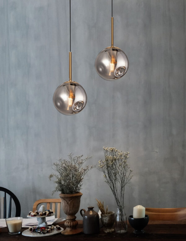 Lampa wisząca nowoczesna Luces Exclusivas CALERA, złoto-dymiona, 1 × E27, Ø 15 cm – LE41930