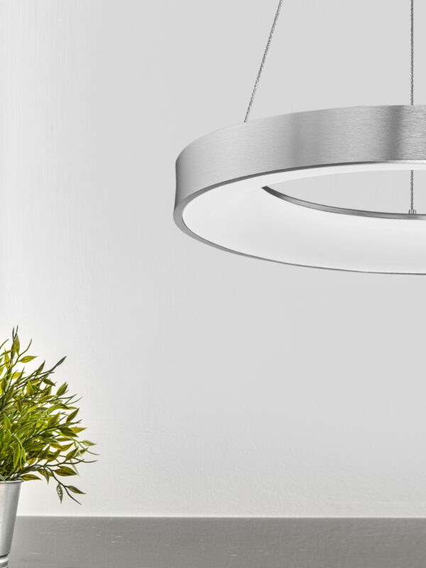 Lampa wisząca nowoczesna Luces Exclusivas TOME SMART, srebrna, LED 50 W 3000 K, Ø 60 cm – LE41519