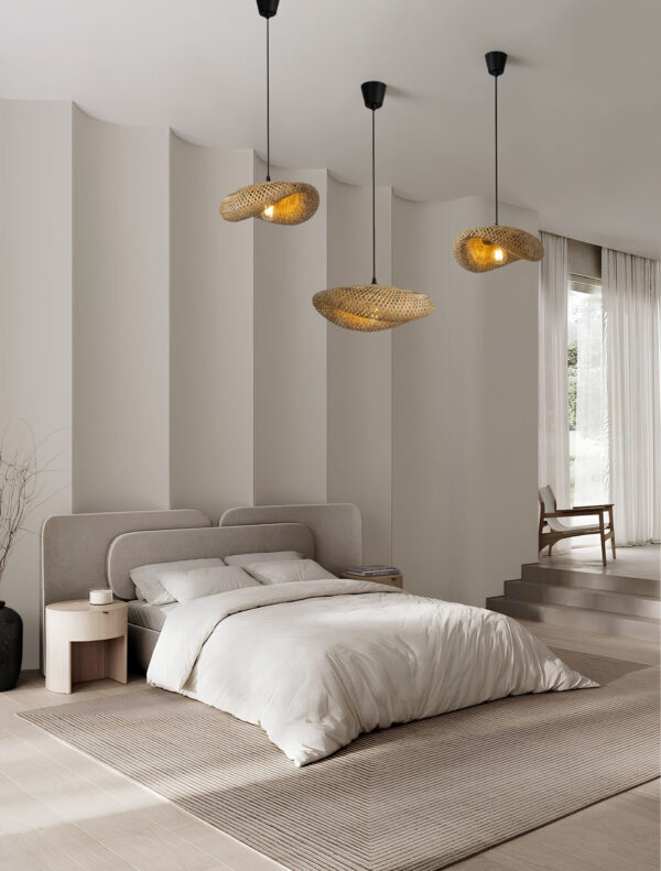 Lampa wisząca nowoczesna Luces Exclusivas NULVERO, czarno-beżowa, 1 × E27, szer. 32 cm – LE45364