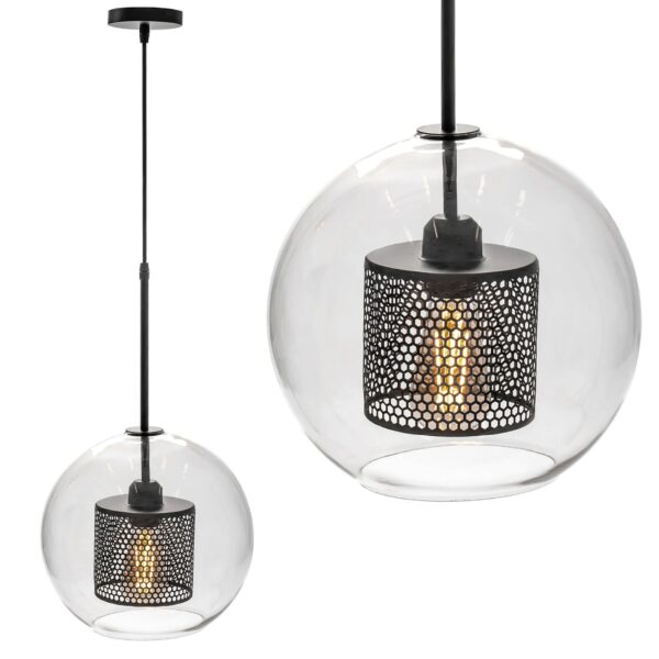 Lampa wisząca szklana loft APP557-1CP 20cm czarna