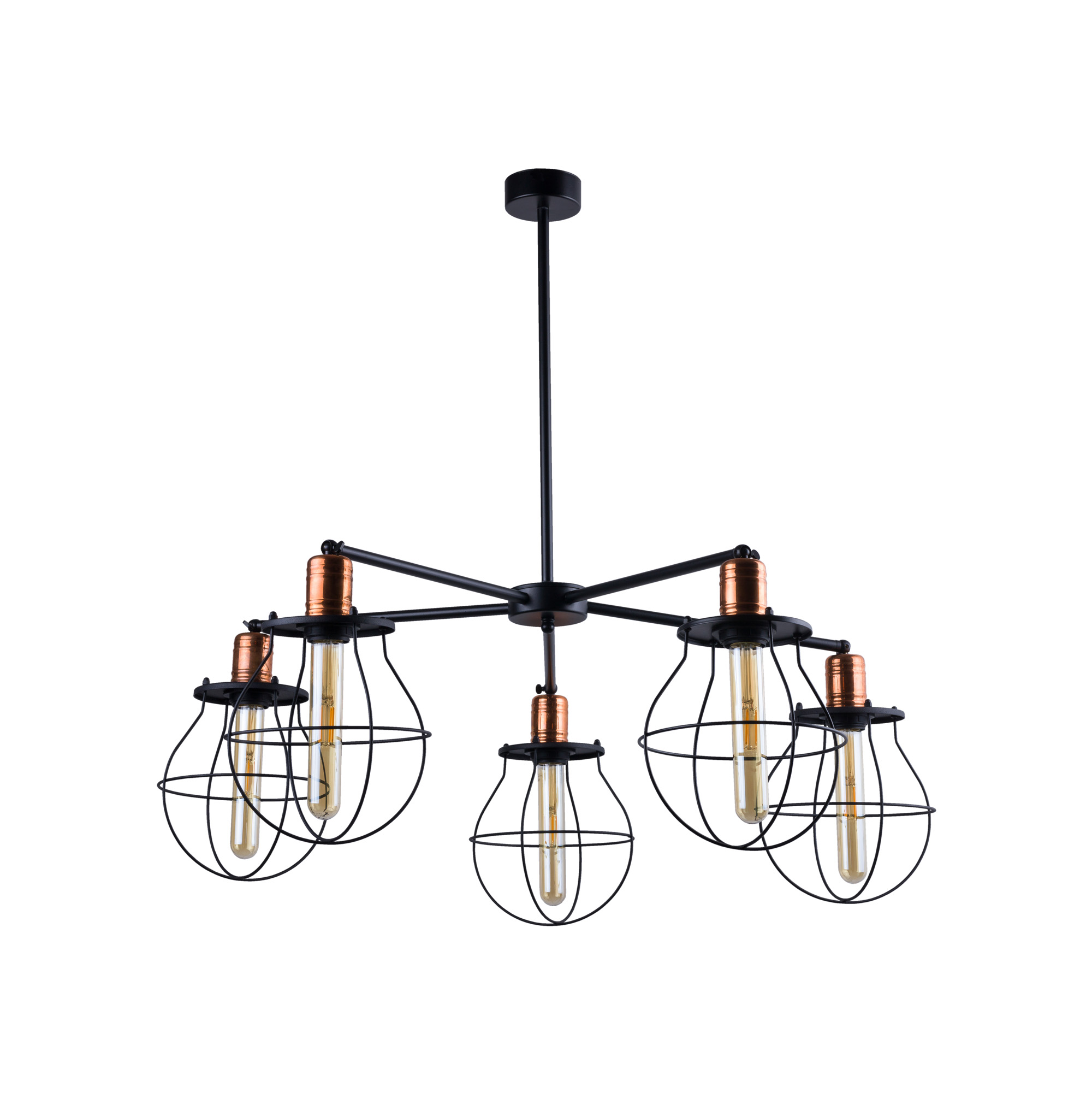 Lampa wisząca industrialna MANUFACTURE 9738, czarna / miedź, 5×E27 – Nowodvorski Lighting