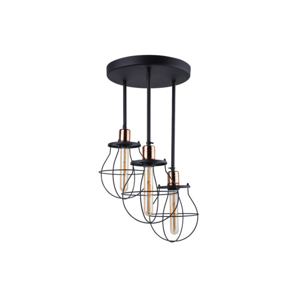 Lampa sufitowa industrialna MANUFACTURE 9740, czarna / miedź, 3×E27 – Nowodvorski Lighting