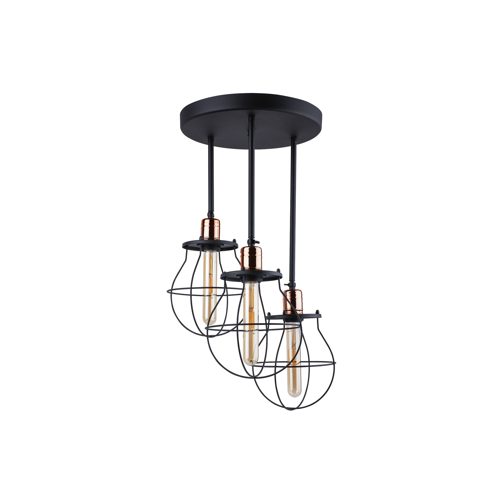 Lampa sufitowa industrialna MANUFACTURE 9740, czarna / miedź, 3×E27 – Nowodvorski Lighting