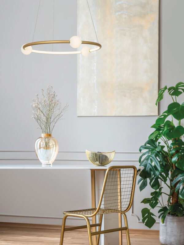 Lampa wisząca nowoczesna Luces Exclusivas FRIA, biało-złota, LED 41 W 3000 K, Ø 64 cm – LE41396