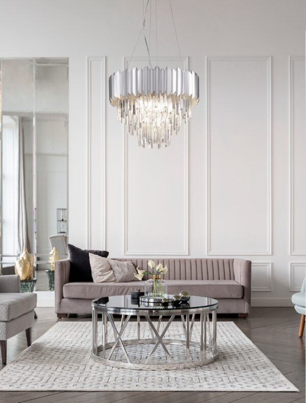 Lampa wisząca nowoczesna Luces Exclusivas ACATEN, chrom, 6 × E14, Ø 50 cm – LE43574