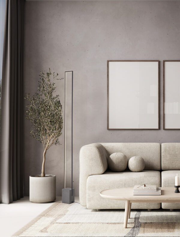 Lampa podłogowa minimalistyczna Luces Exclusivas DOMAIRA, czarno-antracytowa, LED 26 W 3000 K, wys. 161 cm – LE45292
