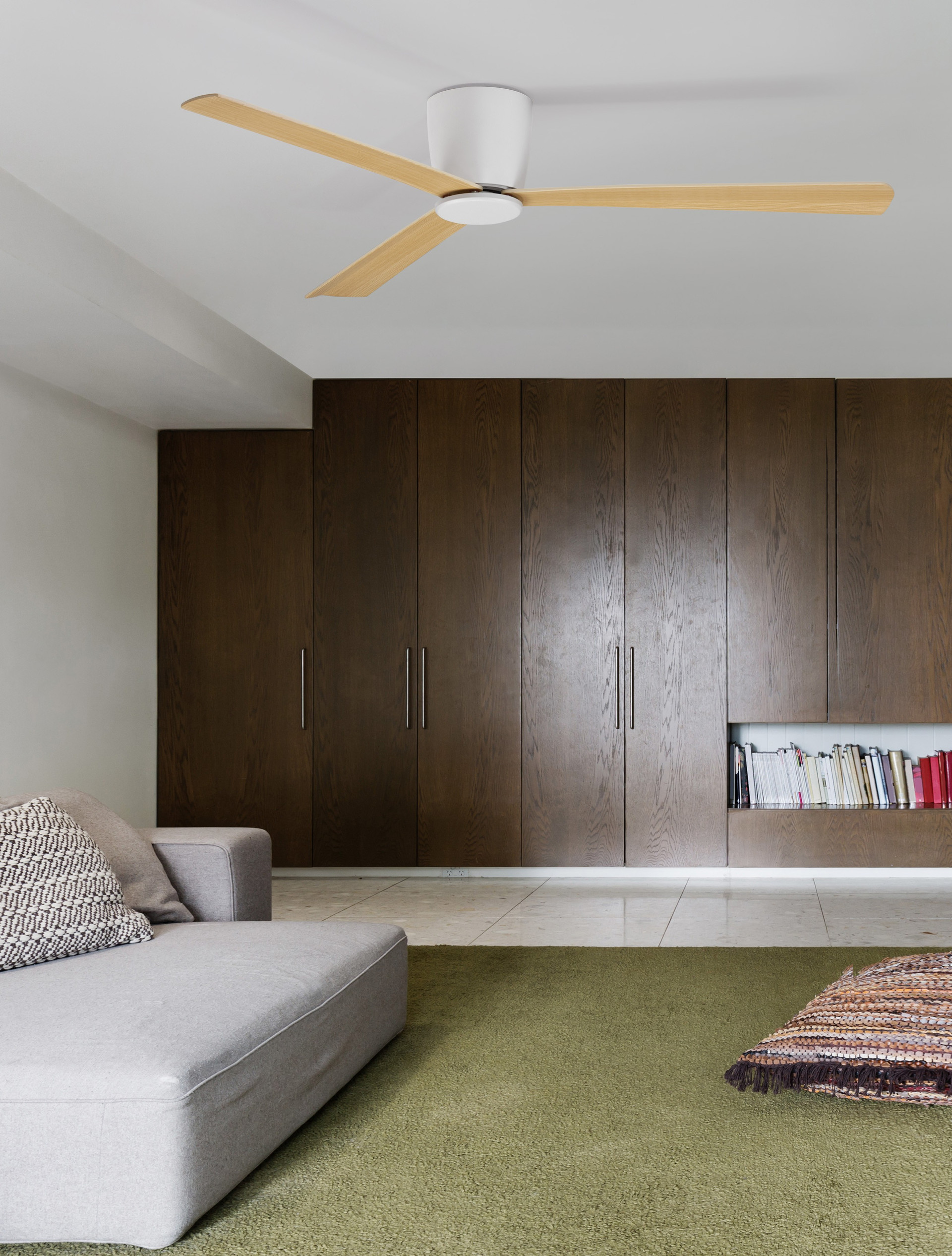 Wentylator sufitowy nowoczesny Luces Exclusivas TAMPICO, biały / teak, Ø 122 cm – LE42955