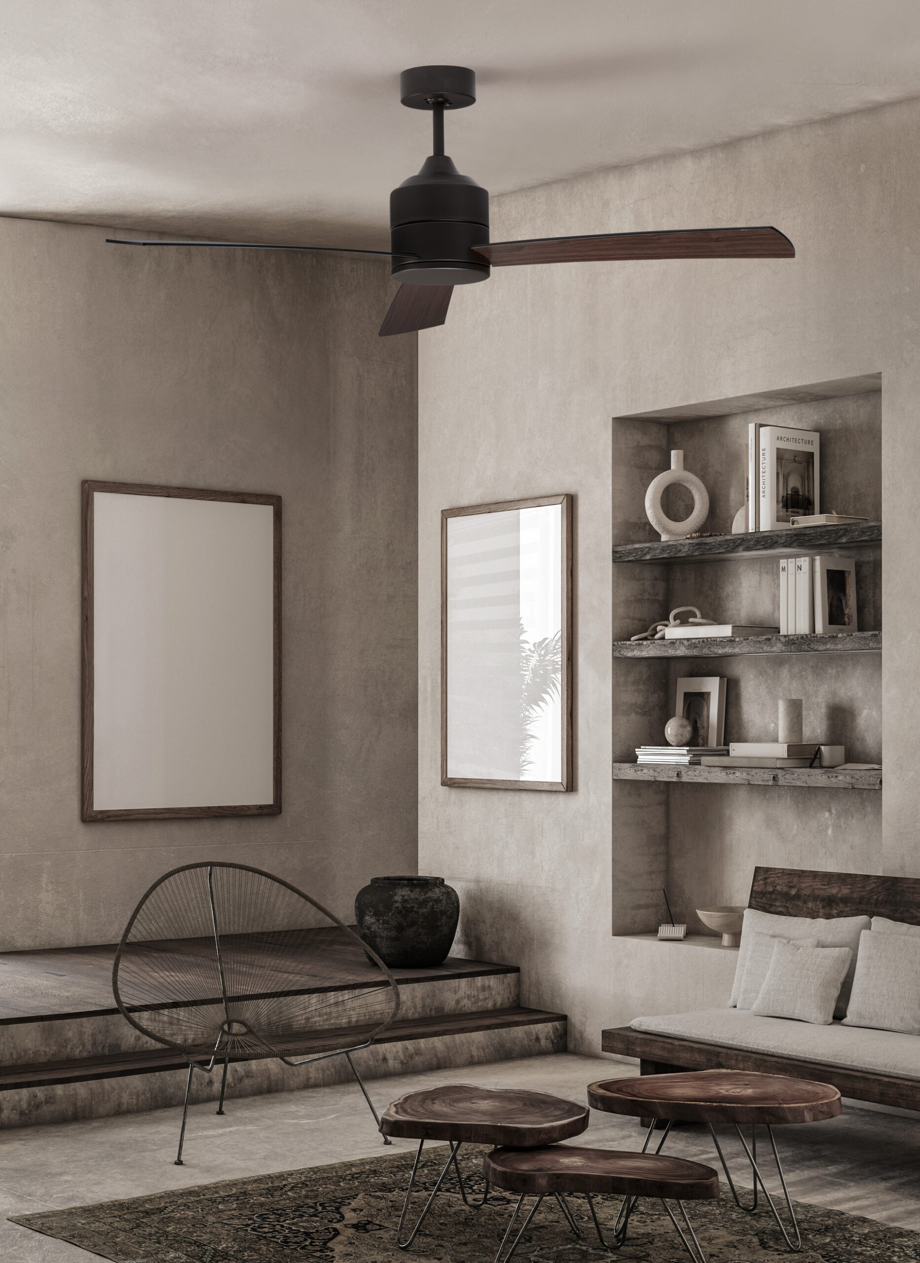 Wentylator sufitowy nowoczesny Luces Exclusivas APIZACO, czarno-brązowy, Ø 137 cm – LE42960