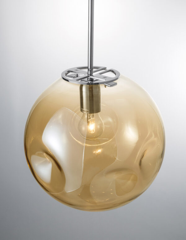 Lampa wisząca nowoczesna Luces Exclusivas CARORA, bursztynowa, 1 × E27, Ø 30 cm – LE41954