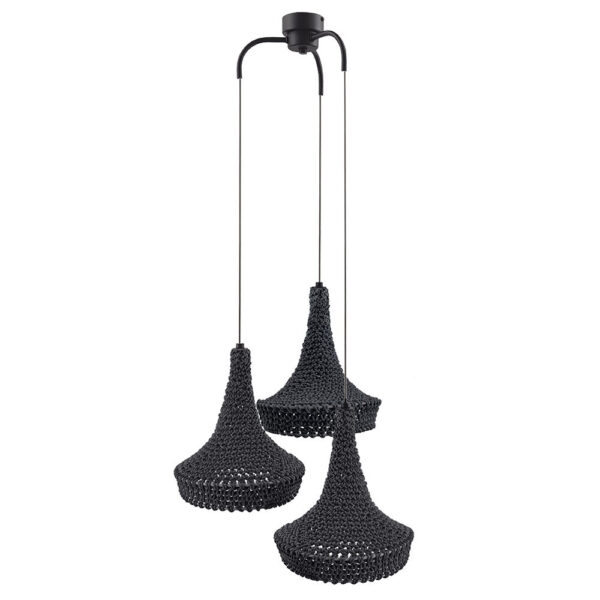Lampa wisząca boho Antigo MAHAKA 3 – szara, 3 × E27 – 5183