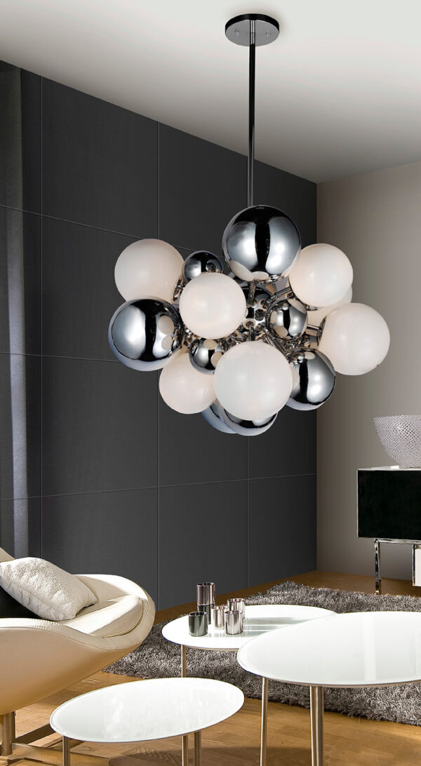 Lampa wisząca NOBLE AZ0110, chromowana / biała, 10×G4 – AZzardo