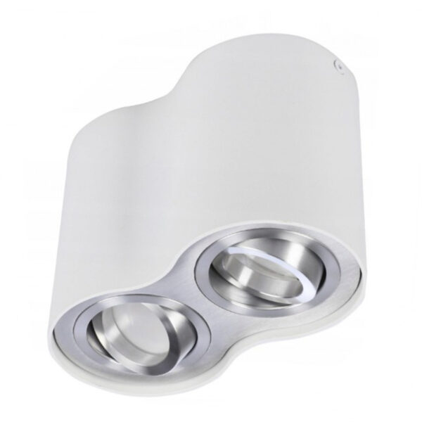 Oprawa sufitowa BROSS 2 AZ0784, biała / w kolorze aluminium, 2×GU10 – AZzardo