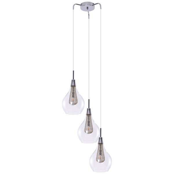 Lampa wisząca ELEKTRA 3 AZ1688, chromowana / przezroczysta, 3×G9 – AZzardo