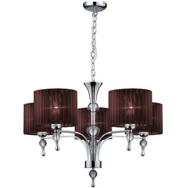 Lampa wisząca IMPRESS 5 AZ2901, brązowa / chromowana, 5×E27 – AZzardo