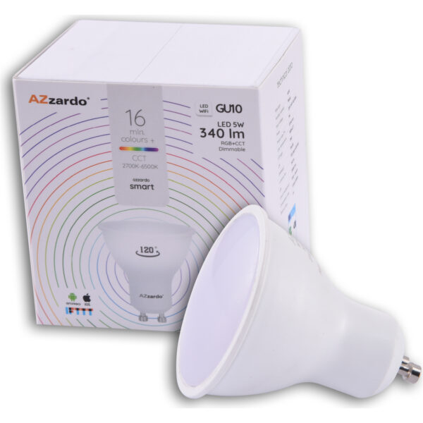 Żarówka LED SMART AZ3217, biała, GU10, 5 W, CCT, RGB – AZzardo