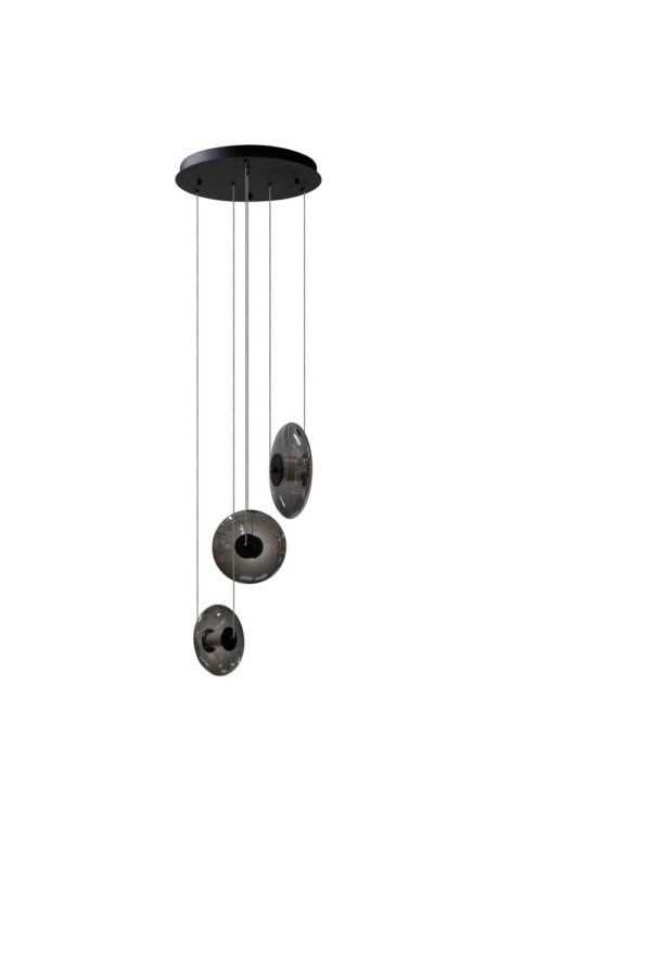 Lampa wisząca ANDORA 3 ROUND AZ7256, dymiona / czarna, LED 27 W, 3000 K, ściemnianie 3-stopniowe – AZzardo