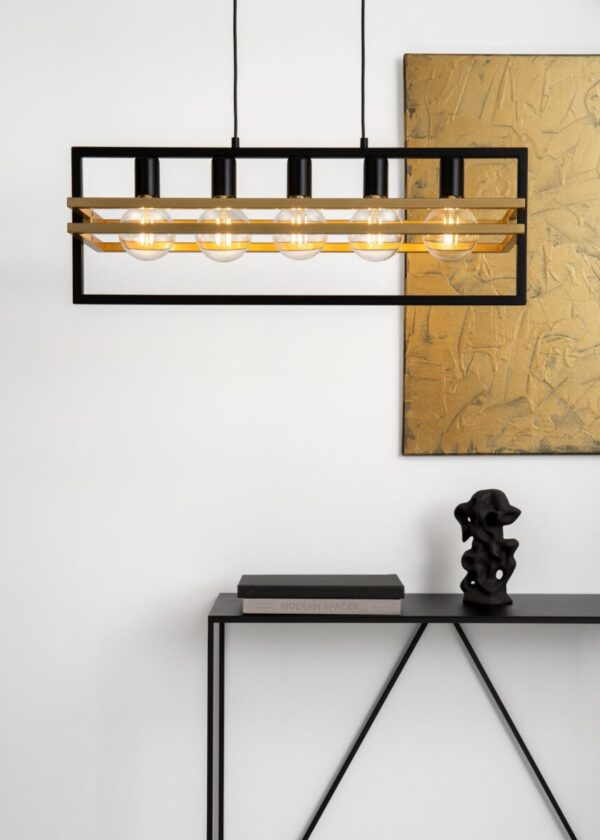 Lampa wisząca nowoczesna MERCI 5 czarny złoty, 5 × E27 – Sigma Lighting 32395