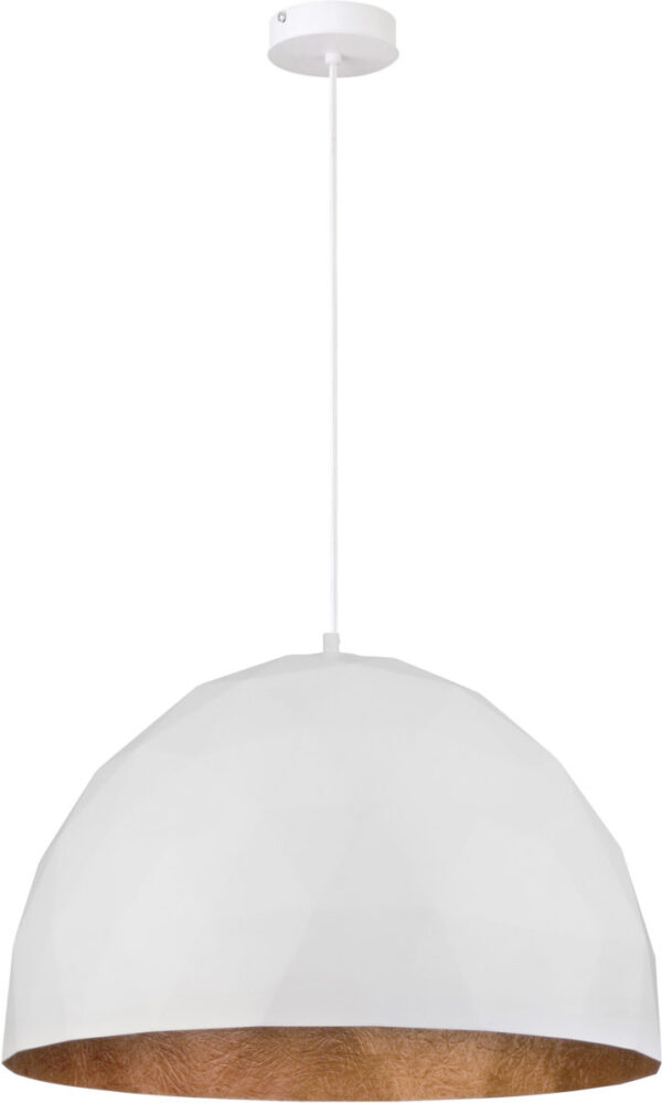 Lampa wisząca w stylu glamour DIAMENT L biały/miedziany, 1 × E27 – Sigma Lighting 31370