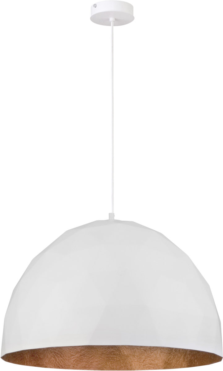 Lampa wisząca w stylu glamour DIAMENT L biały/miedziany, 1 × E27 – Sigma Lighting 31370