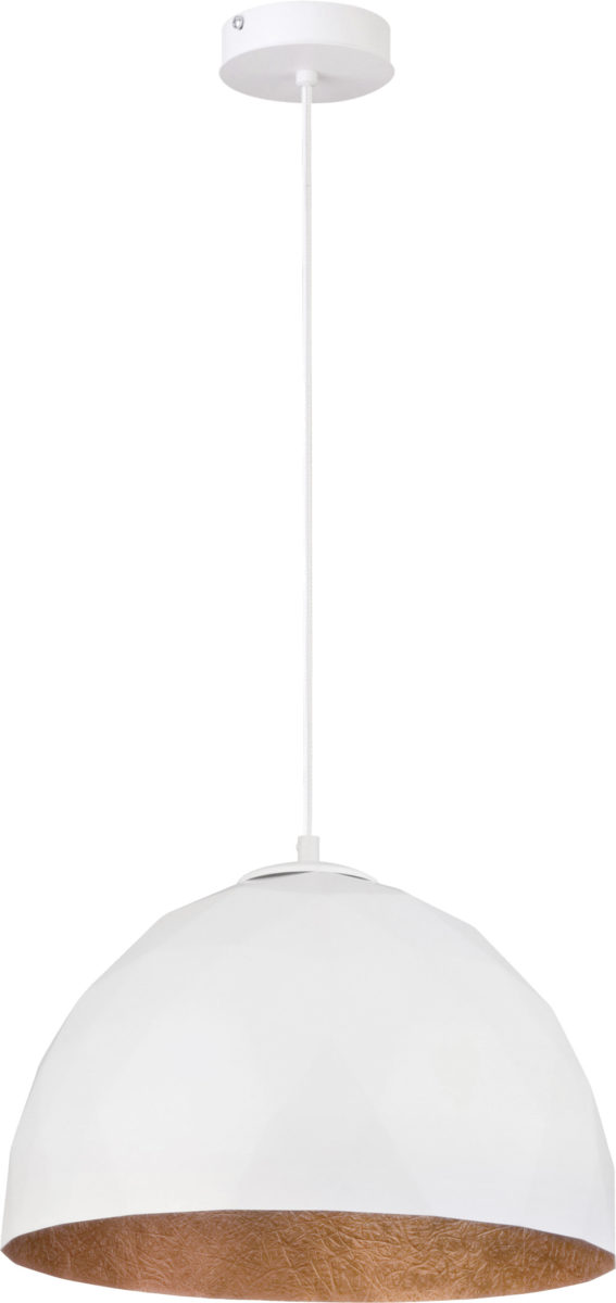 Lampa wisząca w stylu glamour DIAMENT M biały/miedziany, 1 × E27 – Sigma Lighting 31374