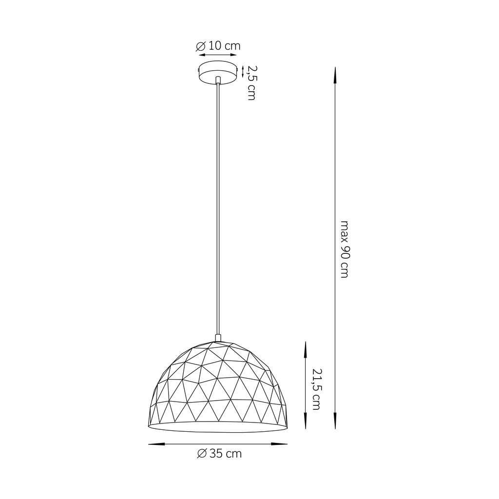 Lampa wisząca w stylu glamour DIAMENT M biały/miedziany, 1 × E27 – Sigma Lighting 31374 - obrazek 2