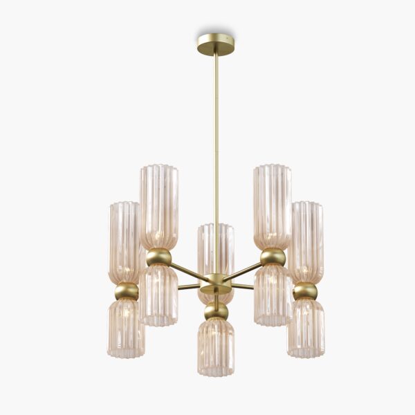 Lampa wisząca nowoczesna ANTIC MOD302PL-10CG, złota / koniakowa, 10×E14 – Maytoni