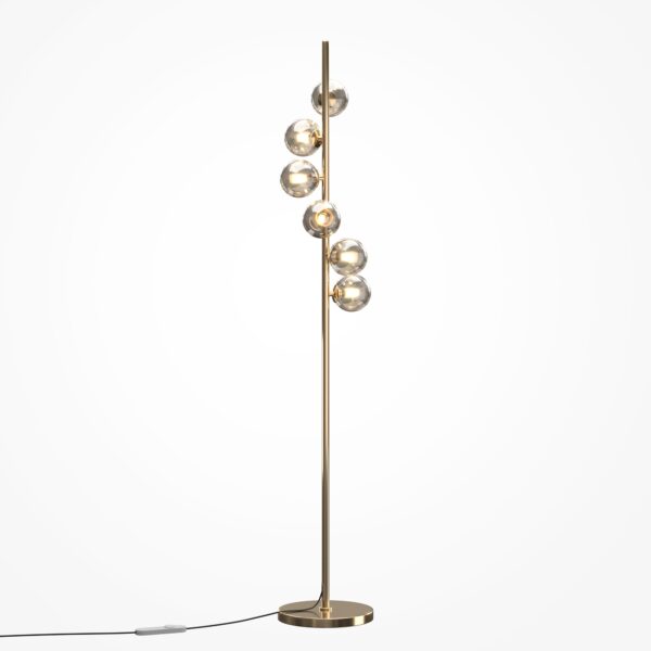 Lampa podłogowa nowoczesna DALLAS MOD545FL-06G1, złota / koniakowa, 6×G9 – Maytoni