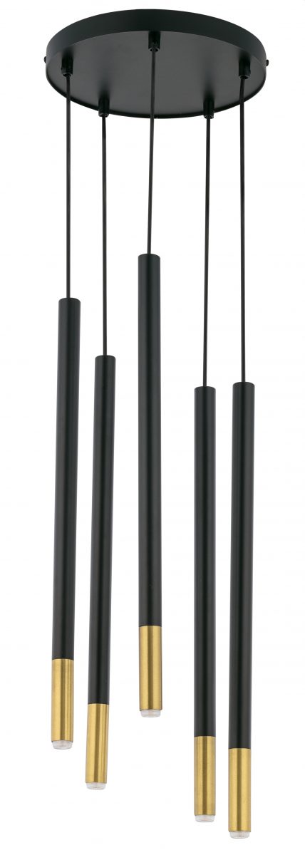 Lampa wisząca minimalistyczna SOPEL DUE 5 czarny_złoty, 5 × G9 – Sigma Lighting 33237