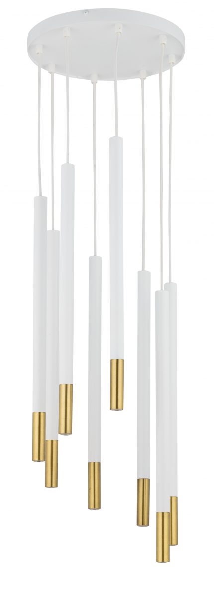 Lampa wisząca minimalistyczna SOPEL DUE 8 biały_złoty, 8 × G9 – Sigma Lighting 33240