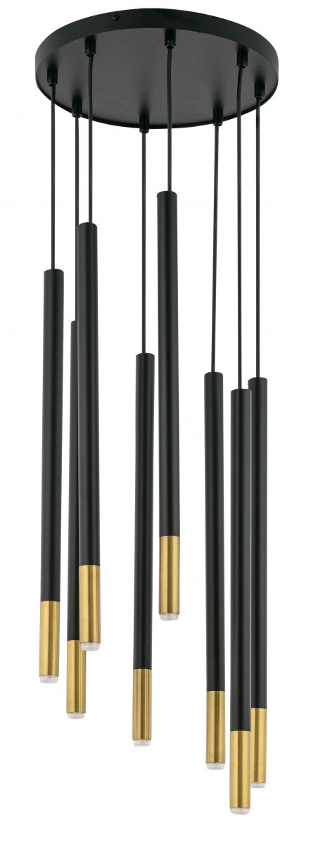 Lampa wisząca minimalistyczna SOPEL DUE 8 czarny_złoty, 8 × G9 – Sigma Lighting 33239